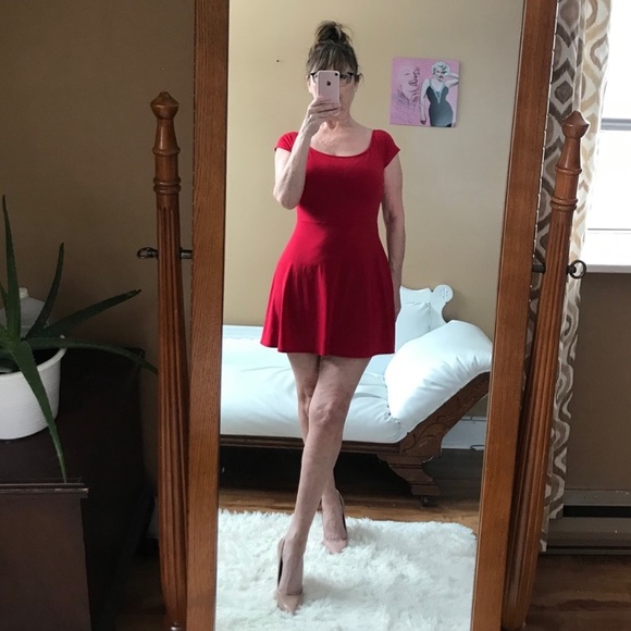 KIMCHI BLUE RED FIT FLARE DRESS SHORT SLEEVE - Picture 6 of 6